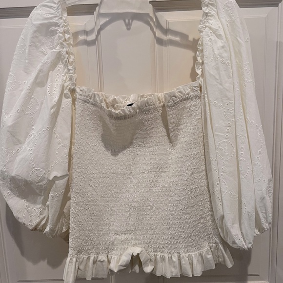 Actitude 200$ msrp ruched tube top with disconnecting puff sleeves - Picture 1 of 7